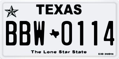 TX license plate BBW0114