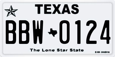 TX license plate BBW0124