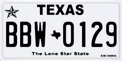 TX license plate BBW0129