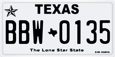 TX license plate BBW0135
