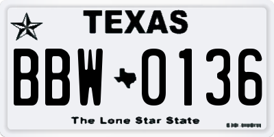 TX license plate BBW0136