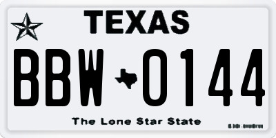 TX license plate BBW0144
