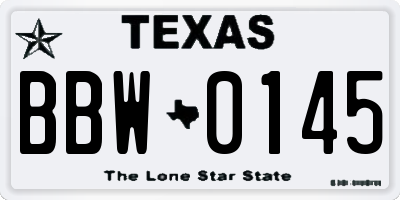 TX license plate BBW0145