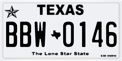 TX license plate BBW0146