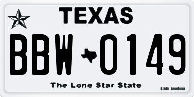 TX license plate BBW0149