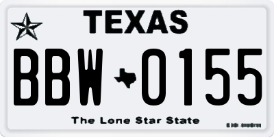 TX license plate BBW0155