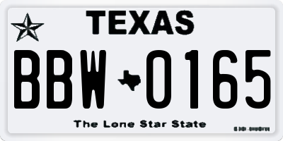 TX license plate BBW0165