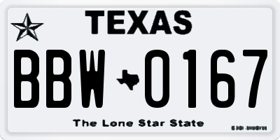 TX license plate BBW0167