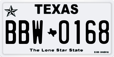 TX license plate BBW0168
