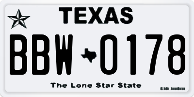TX license plate BBW0178