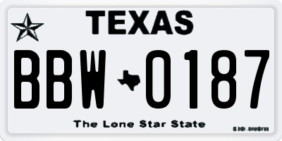 TX license plate BBW0187