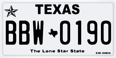 TX license plate BBW0190