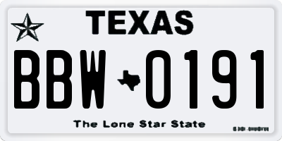 TX license plate BBW0191