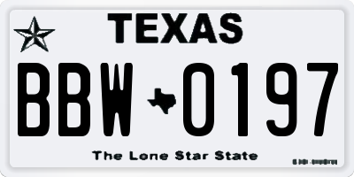 TX license plate BBW0197