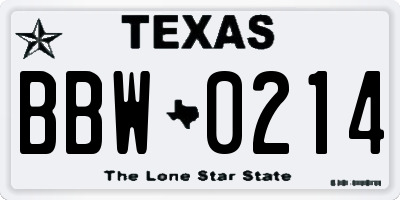 TX license plate BBW0214