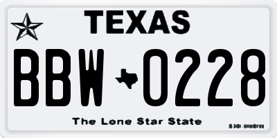 TX license plate BBW0228