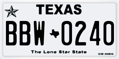TX license plate BBW0240