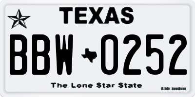 TX license plate BBW0252