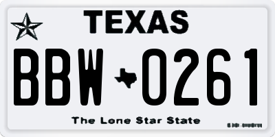 TX license plate BBW0261