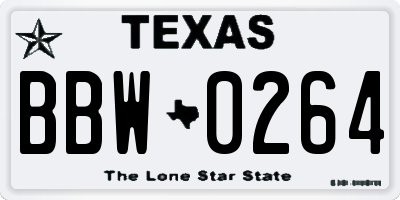 TX license plate BBW0264