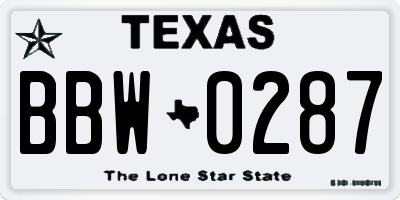 TX license plate BBW0287