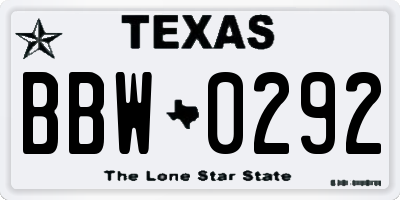 TX license plate BBW0292