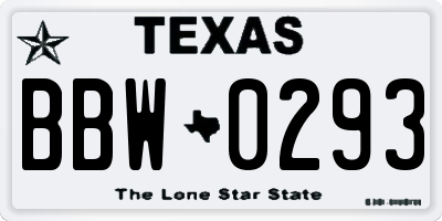 TX license plate BBW0293