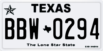 TX license plate BBW0294