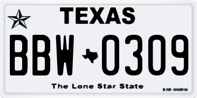 TX license plate BBW0309