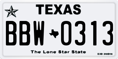 TX license plate BBW0313