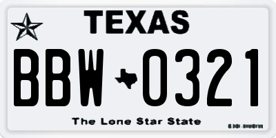TX license plate BBW0321