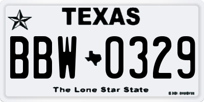 TX license plate BBW0329