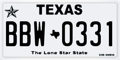 TX license plate BBW0331