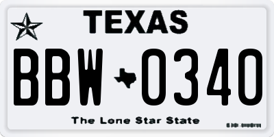 TX license plate BBW0340