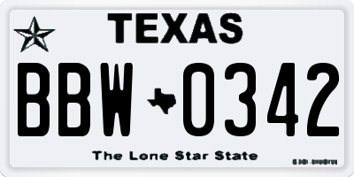 TX license plate BBW0342