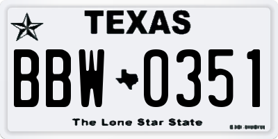 TX license plate BBW0351