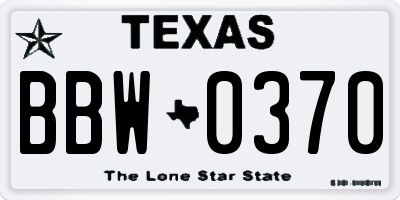 TX license plate BBW0370