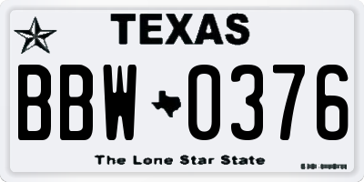 TX license plate BBW0376