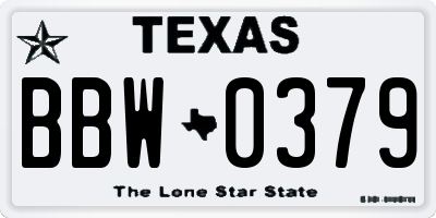 TX license plate BBW0379