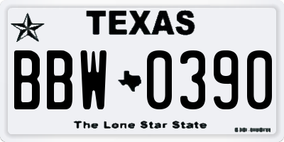 TX license plate BBW0390