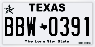 TX license plate BBW0391