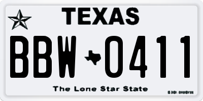 TX license plate BBW0411