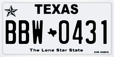 TX license plate BBW0431