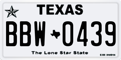 TX license plate BBW0439