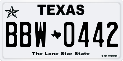 TX license plate BBW0442