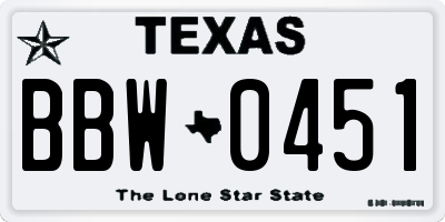 TX license plate BBW0451