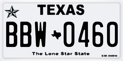 TX license plate BBW0460