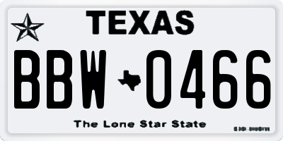 TX license plate BBW0466