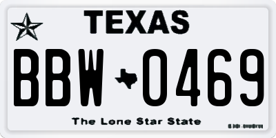 TX license plate BBW0469