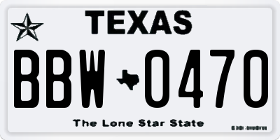 TX license plate BBW0470
